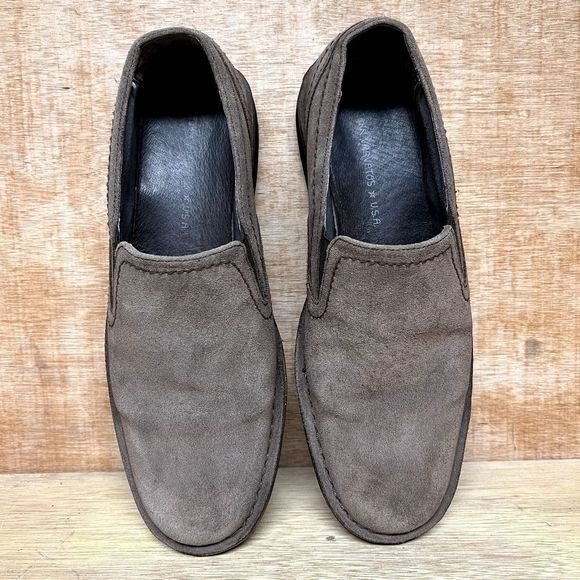 John Varvatos Brown Suede Leather Loafers Slip On Shoes 7631 Men Size 9 M - Picture 5 of 10
